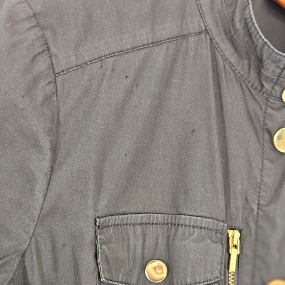 Tory Burch Black Utility Shirt Dress Gold Logo Hardware Cotton Blend Size 8 - Picture 4 of 12